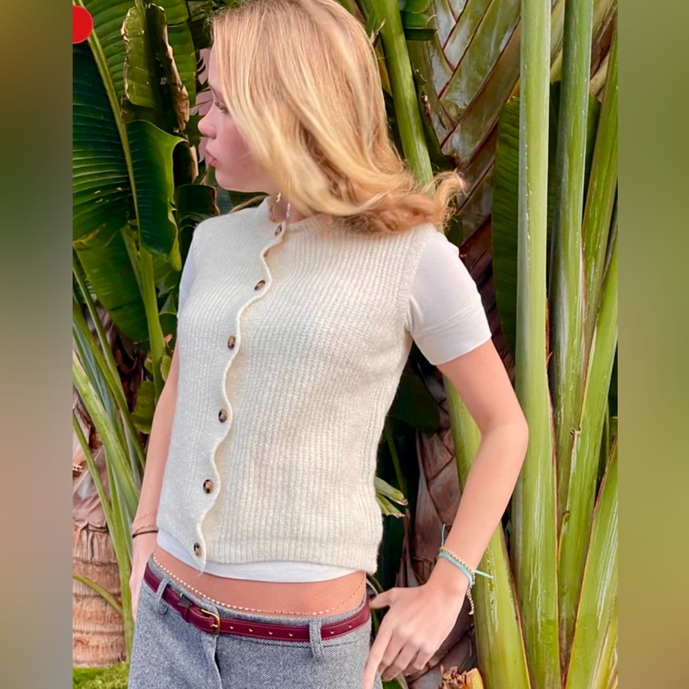 OST London Alma Chic Yellow Button-Down Sweater Vest